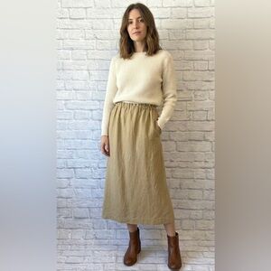 Raey Midi Pencil Skirt, tan, silk/linen, size 10